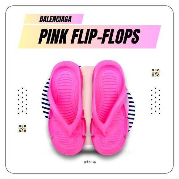 Balenciaga Womens Pink Flip-Flops Size 7 Stylish Textured Rubber Sandals For Cas - Picture 1 of 7